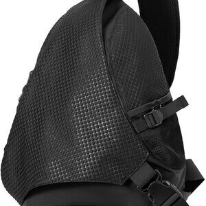 Black 18L Water-Resistant Polyester Casual Daypack Sling Backpack with Adjustabl